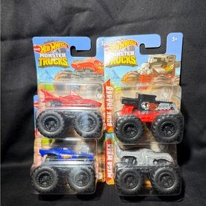 Mattel Hot Wheels Monster Trucks 4-Pack - Red, Black, Blue, Silver